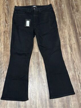 Paige Colette Crop Flare Jeans Women's 30 High Rise Denim in Black Caviar NWT